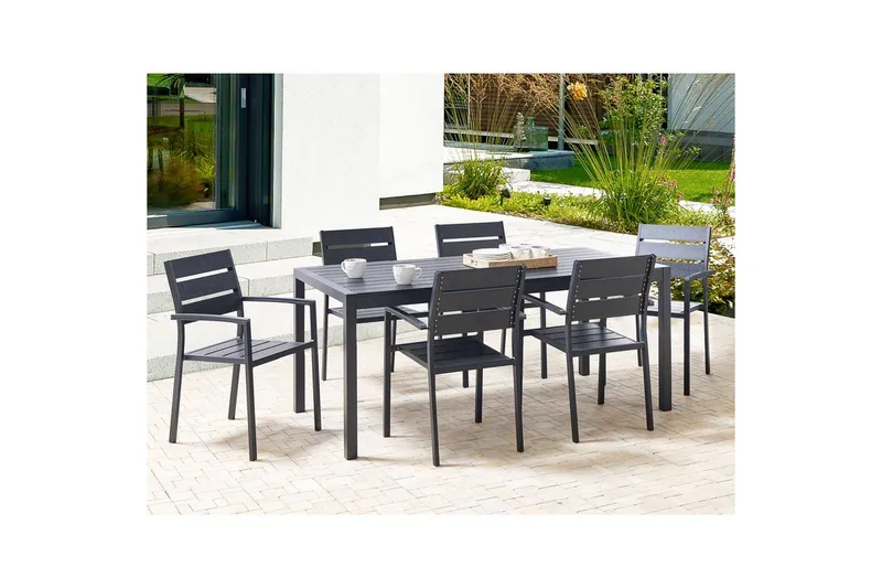 Matsalsset Vernio Svart - Svart - Utemöbler - Utegrupp - Matgrupp utomhus