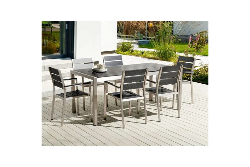 Matsalsset Vernio Svart/Silver - Svart/Silver - Utemöbler - Utegrupp - Matgrupp utomhus