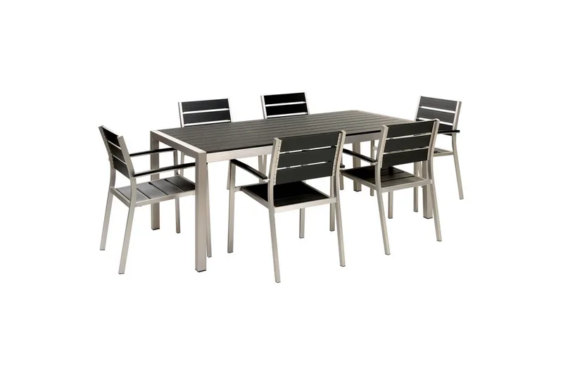 Matsalsset Vernio Svart/Silver - Svart/Silver - Utemöbler - Utegrupp - Matgrupp utomhus