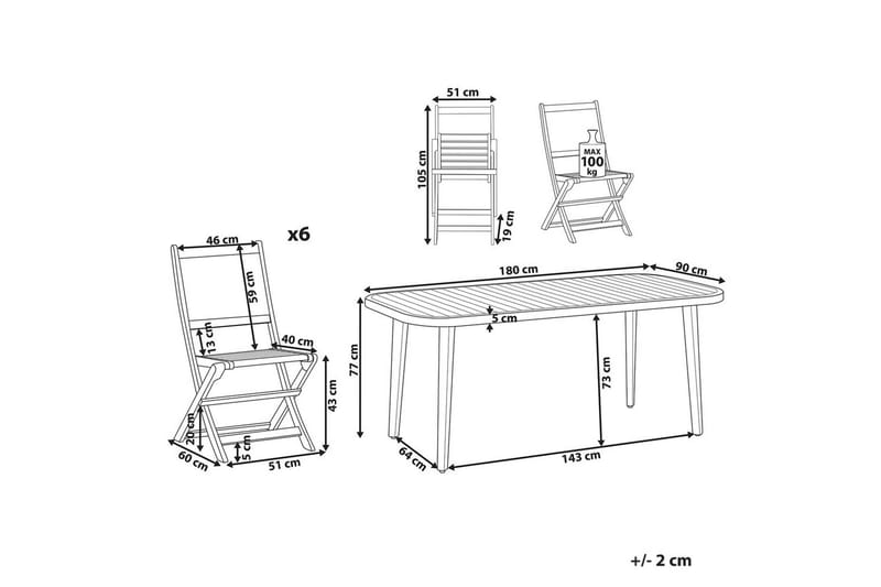 Matsalsset Paraggi 6-Sits - 6-Sits - Utemöbler - Utegrupp - Matgrupp utomhus