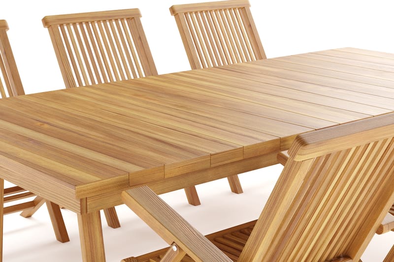 Menorca Stor Matgrupp Utomhus - Rektangulärt utebord med 6 Karmstolar i trä - Trä/natur - Utemöbler - Utegrupp - Matgrupp utomhus