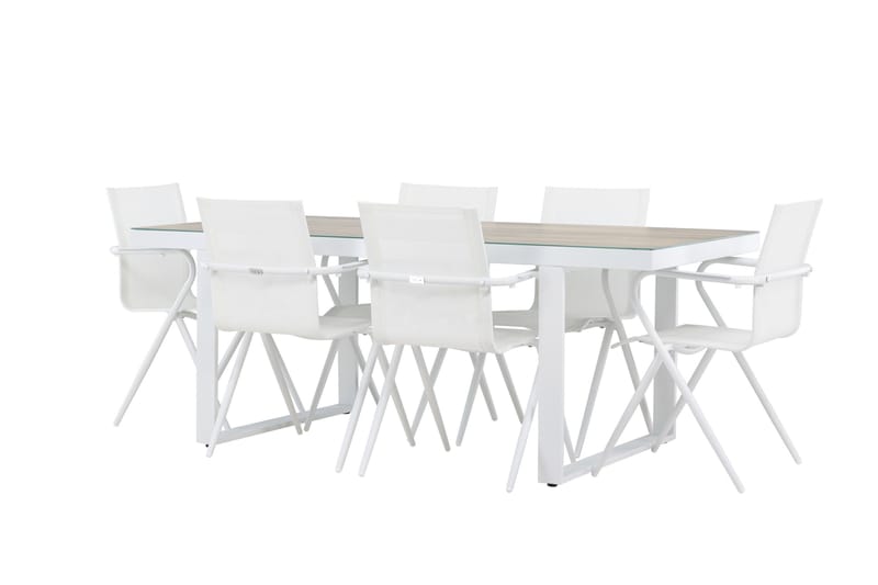 Merlo Matgrupp 200 cm + 6 st Alling Matstolar Vit, undefined