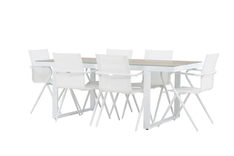 Merlo Matgrupp 200 cm + 6 st Alling Matstolar Vit, undefined