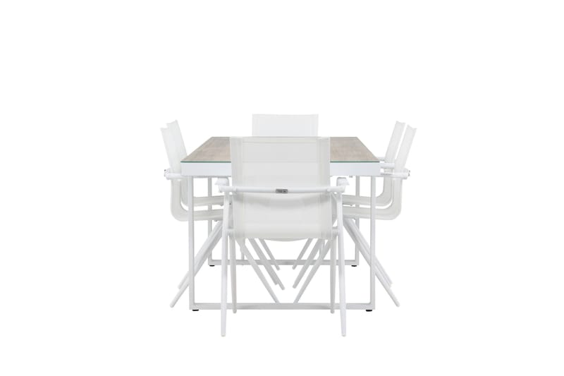 Merlo Matgrupp 200 cm + 6 st Alling Matstolar Vit - Utemöbler - Utegrupp - Matgrupp utomhus