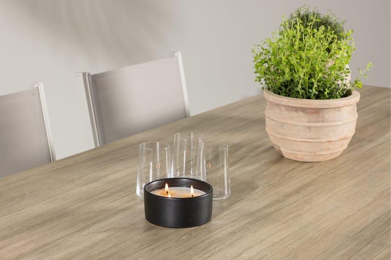 Merlo Matgrupp Utomhus 200 cm + 6 st Copacabana Matstolar Beige/Vit - Utemöbler - Utegrupp - Matgrupp utomhus