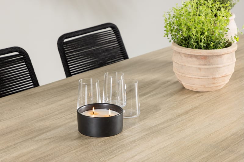 Merlo Matgrupp Utomhus 200 cm + 6 st Hochanas Matstolar Svart/Brun - Utemöbler - Utegrupp - Matgrupp utomhus