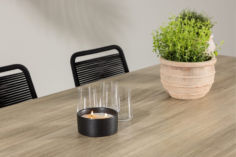 Merlo Matgrupp Utomhus 200 cm + 6 st Linero Matstolar Svart/Vit - Utemöbler - Utegrupp - Matgrupp utomhus