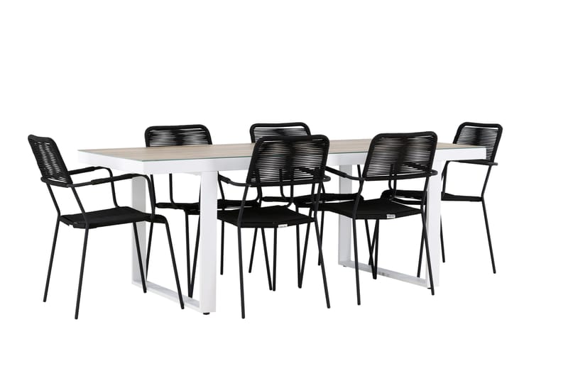 Merlo Matgrupp Utomhus + 6 Utestolar - Vit - Utemöbler - Utegrupp - Matgrupp utomhus