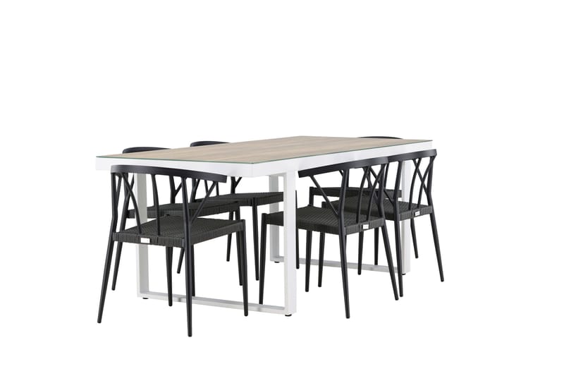 Merlo Matgrupp Utomhus + 6 Utestolar - Vit - Utemöbler - Utegrupp - Matgrupp utomhus