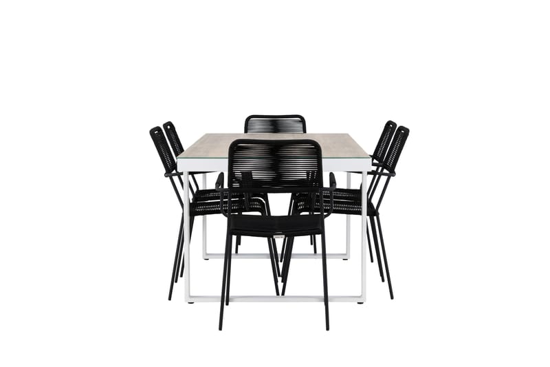 Merlo Matgrupp Utomhus + 6 Utestolar - Vit - Utemöbler - Utegrupp - Matgrupp utomhus