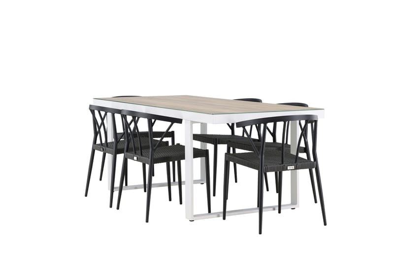 Merlo Matgrupp Utomhus + 6 Utestolar - Vit - Utemöbler - Utegrupp - Matgrupp utomhus