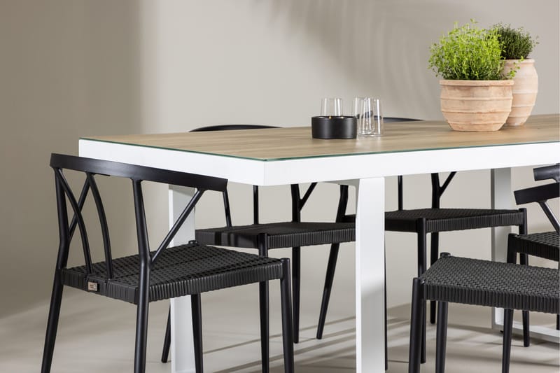 Merlo Matgrupp Utomhus + 6 Utestolar - Vit - Utemöbler - Utegrupp - Matgrupp utomhus