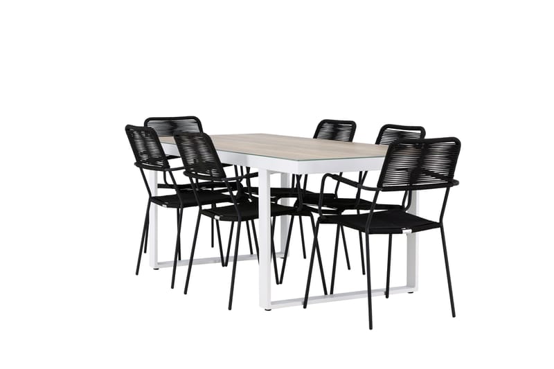 Merlo Matgrupp Utomhus + 6 Utestolar - Vit - Utemöbler - Utegrupp - Matgrupp utomhus