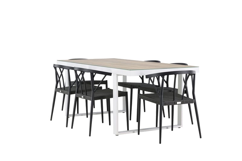 Merlo Matgrupp Utomhus + 6 Utestolar - Vit - Utemöbler - Utegrupp - Matgrupp utomhus