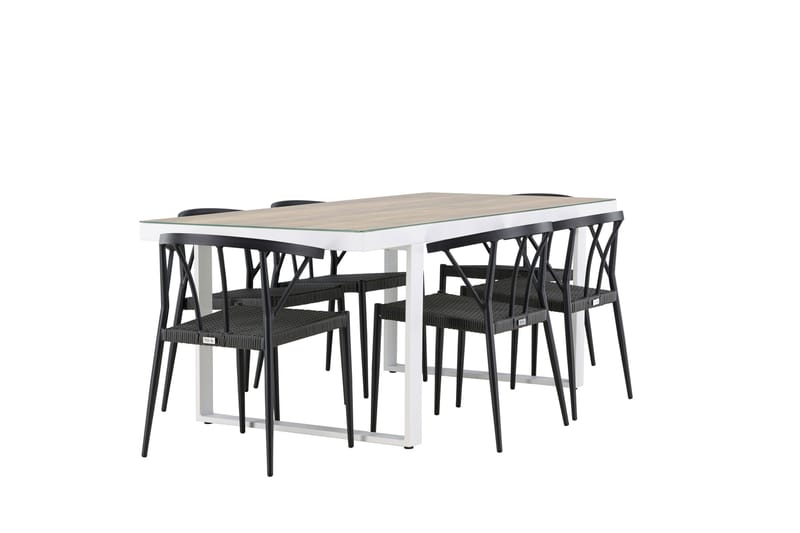 Merlo Matgrupp Utomhus + 6 Utestolar - Vit - Utemöbler - Utegrupp - Matgrupp utomhus