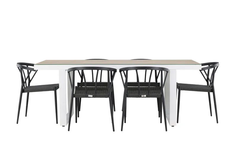 Merlo Matgrupp Utomhus + 6 Utestolar - Vit - Utemöbler - Utegrupp - Matgrupp utomhus