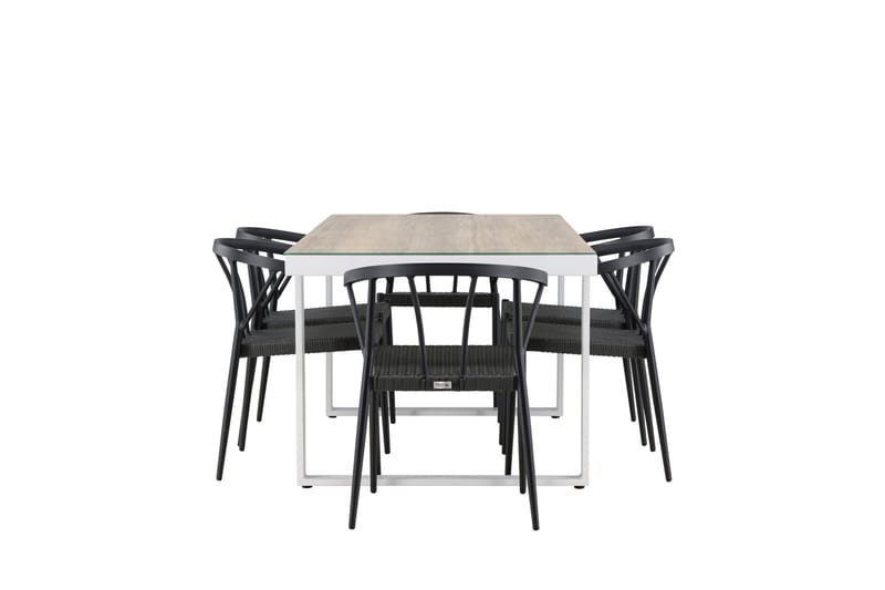 Merlo Matgrupp Utomhus + 6 Utestolar - Vit - Utemöbler - Utegrupp - Matgrupp utomhus