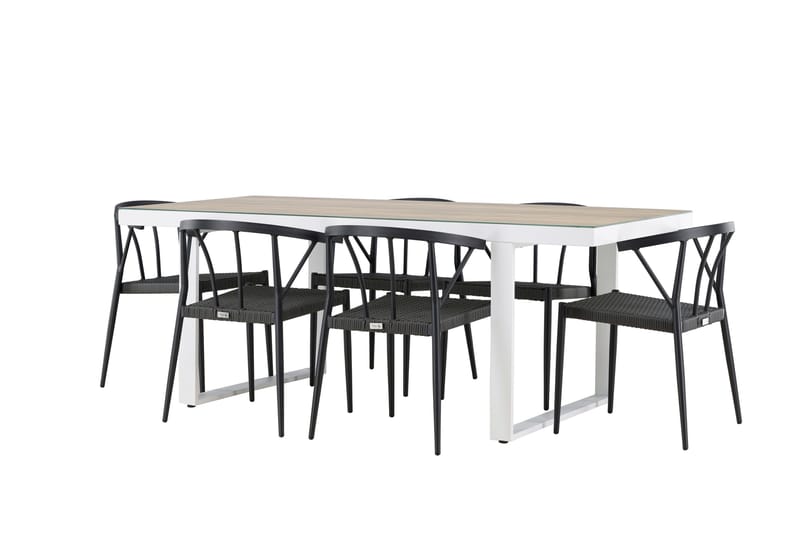 Merlo Matgrupp Utomhus + 6 Utestolar - Vit - Utemöbler - Utegrupp - Matgrupp utomhus