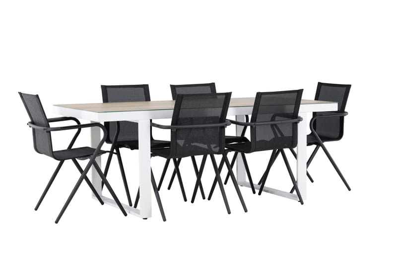 Merlo Matgrupp Utomhus cm Rektangulär med 6 Alina Utestolar - Vit - Utemöbler - Utegrupp - Matgrupp utomhus