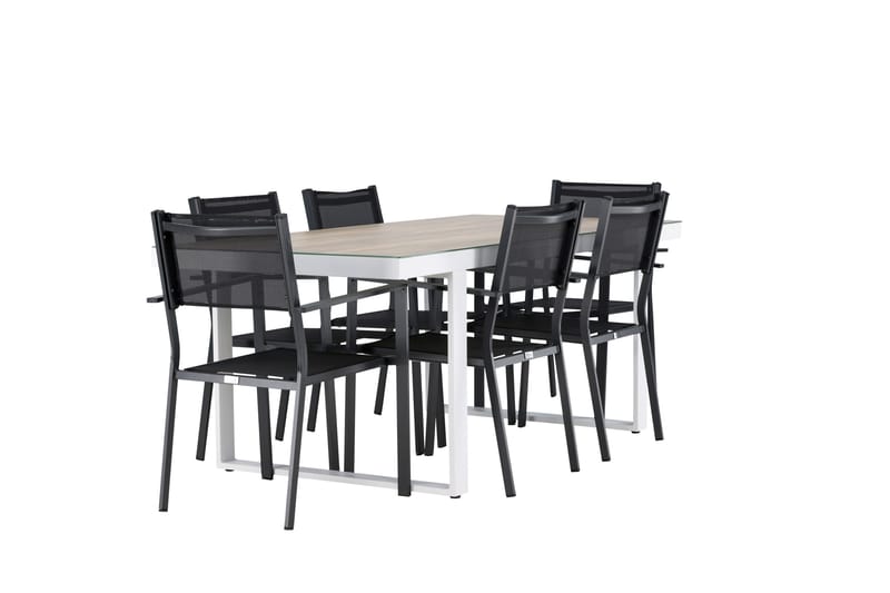 Merlo Matgrupp Utomhus cm Rektangulär med 6 Copacabana Utestolar - Vit - Utemöbler - Utegrupp - Matgrupp utomhus
