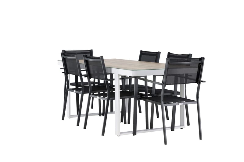 Merlo Matgrupp Utomhus cm Rektangulär med 6 Copacabana Utestolar - Vit - Utemöbler - Utegrupp - Matgrupp utomhus