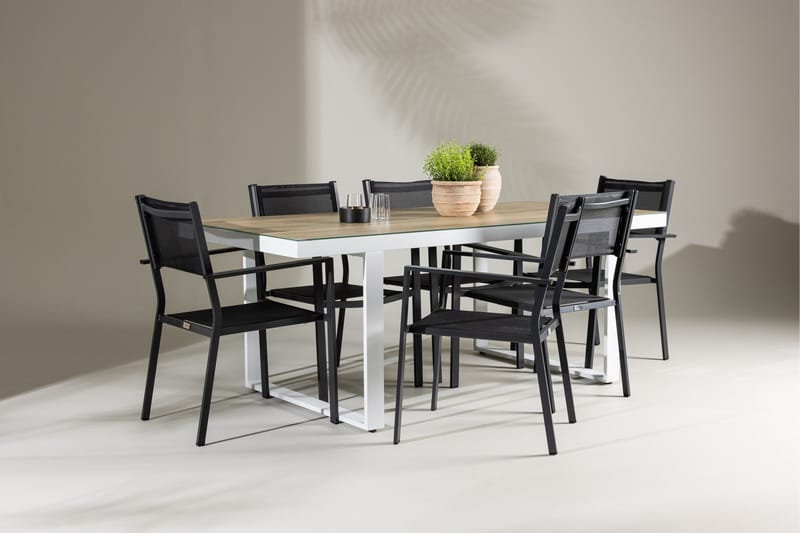 Merlo Matgrupp Utomhus cm Rektangulär med 6 Copacabana Utestolar - Vit - Utemöbler - Utegrupp - Matgrupp utomhus