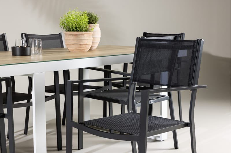 Merlo Matgrupp Utomhus cm Rektangulär med 6 Copacabana Utestolar - Vit - Utemöbler - Utegrupp - Matgrupp utomhus