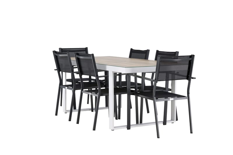 Merlo Matgrupp Utomhus cm Rektangulär med 6 Copacabana Utestolar - Vit - Utemöbler - Utegrupp - Matgrupp utomhus
