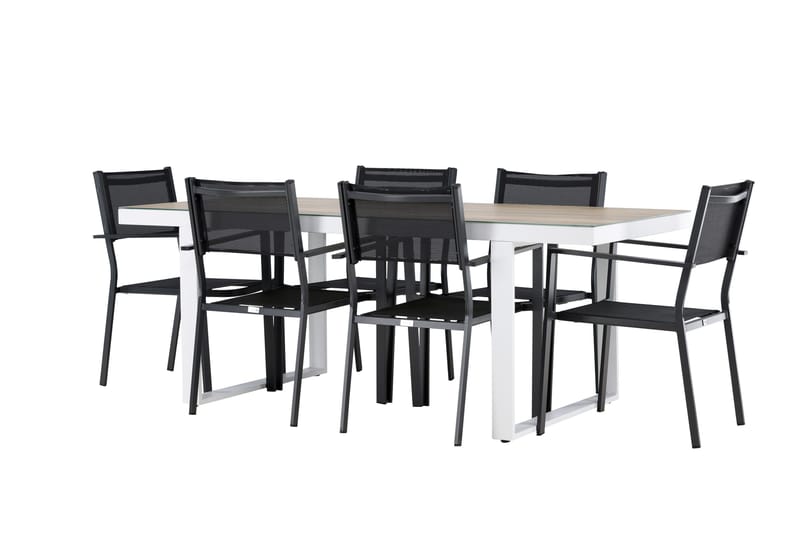 Merlo Matgrupp Utomhus cm Rektangulär med 6 Copacabana Utestolar - Vit - Utemöbler - Utegrupp - Matgrupp utomhus