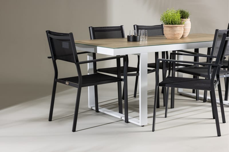 Merlo Matgrupp Utomhus cm Rektangulär med 6 Copacabana Utestolar - Vit - Utemöbler - Utegrupp - Matgrupp utomhus