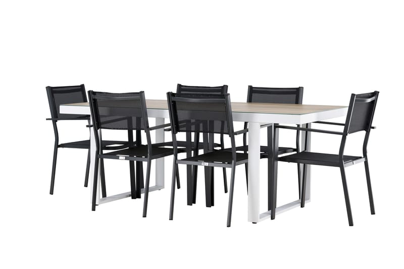 Merlo Matgrupp Utomhus cm Rektangulär med 6 Copacabana Utestolar - Vit - Utemöbler - Utegrupp - Matgrupp utomhus