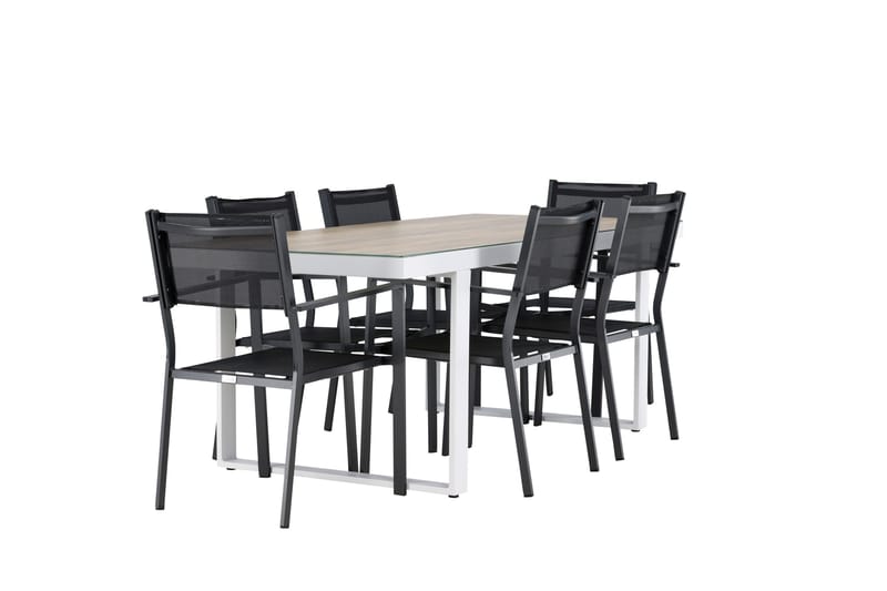 Merlo Matgrupp Utomhus cm Rektangulär med 6 Copacabana Utestolar - Vit - Utemöbler - Utegrupp - Matgrupp utomhus