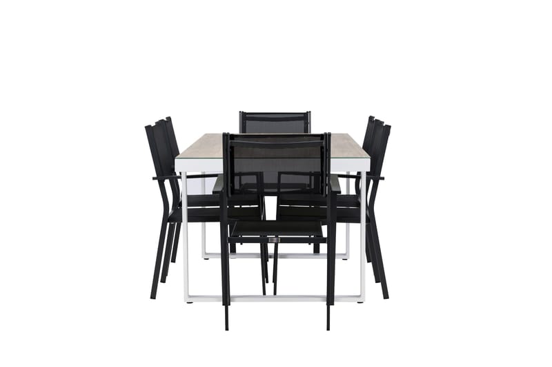 Merlo Matgrupp Utomhus cm Rektangulär med 6 Copacabana Utestolar - Vit - Utemöbler - Utegrupp - Matgrupp utomhus