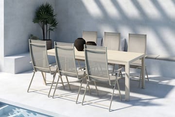 Mirko Matbord Utomhus 90x205 cm med 6 Levanzo Karmstol - Utemöbler - Utegrupp - Matgrupp utomhus