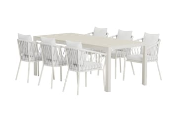 Mirko Matbord Utomhus 90x205 cm med 6 Matstol Linos - Utemöbler - Utegrupp - Matgrupp utomhus