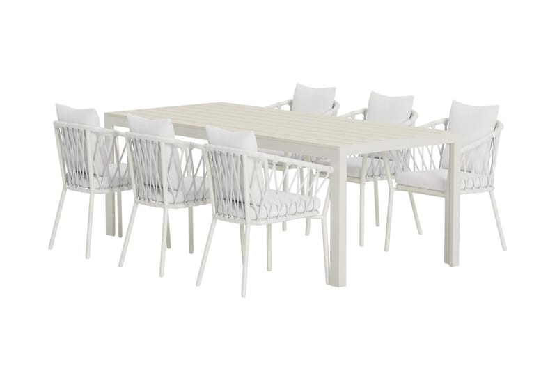 Mirko Matbord Utomhus 90x205 cm med 6 Matstol Linos - Utemöbler - Utegrupp - Matgrupp utomhus