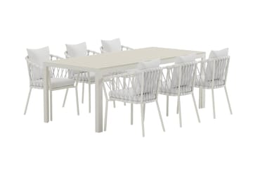 Mirko Matbord Utomhus 90x205 cm med 6 Matstol Linos - Utemöbler - Utegrupp - Matgrupp utomhus