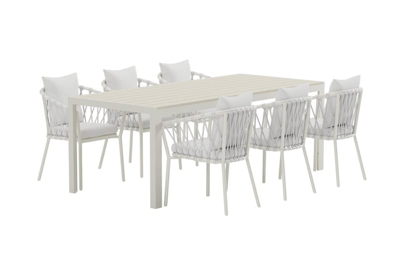 Mirko Matbord Utomhus 90x205 cm med 6 Matstol Linos - Utemöbler - Utegrupp - Matgrupp utomhus