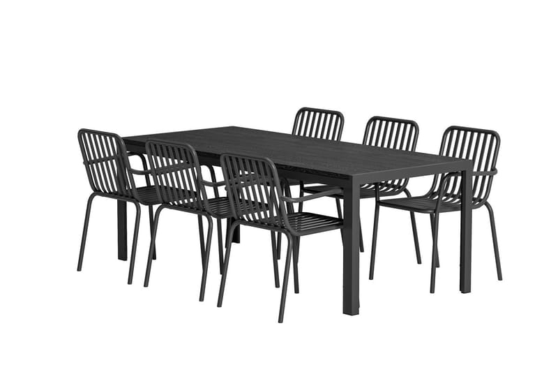 Mirko Matbord Utomhus 90x205 cm med 6 Peking Karmstol - Utemöbler - Utegrupp - Matgrupp utomhus