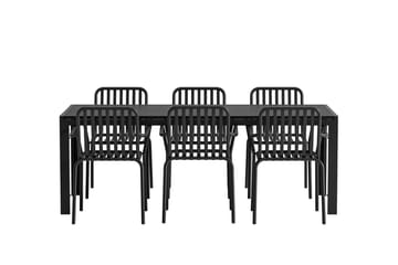 Mirko Matbord Utomhus 90x205 cm med 6 Peking Karmstol - Utemöbler - Utegrupp - Matgrupp utomhus