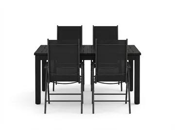 Monaco utomhus matgrupp förlängningsbart 150-250x90 med 4 Maggie positionsstolar - Svart/Grå - Utemöbler - Utegrupp - Matgrupp utomhus