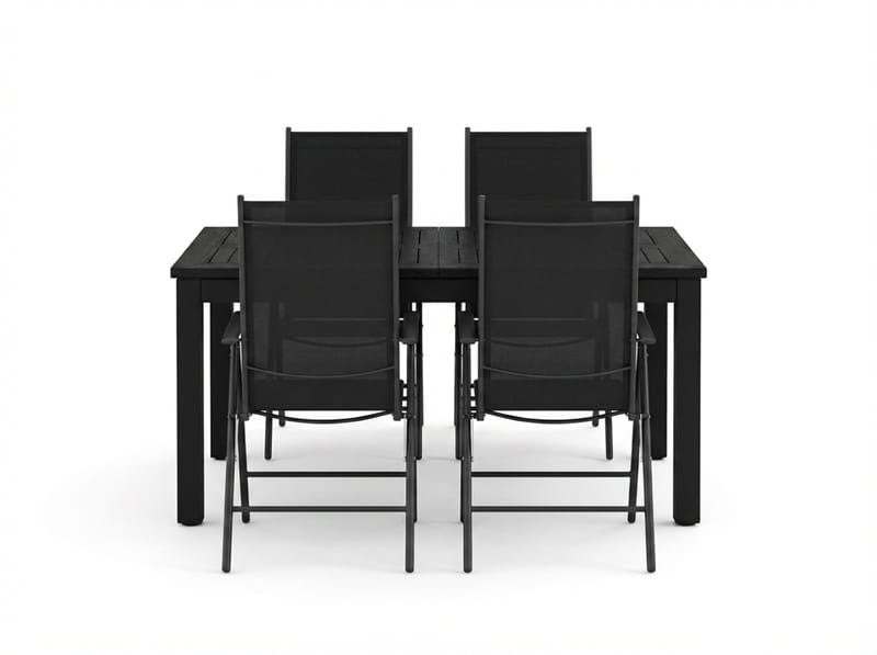 Monaco utomhus matgrupp förlängningsbart 150-250x90 med 4 Maggie positionsstolar - Svart/Grå - Utemöbler - Utegrupp - Matgrupp utomhus