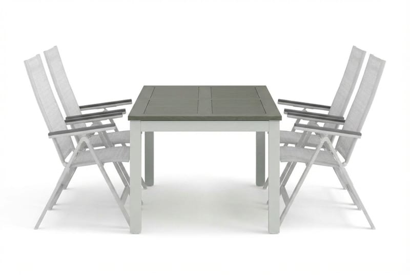 Monaco utomhus matgrupp förlängningsbart 150-250x90 med 4 Monaco Light positionsstolar - Vit/Grå - Utemöbler - Utegrupp - Matgrupp utomhus