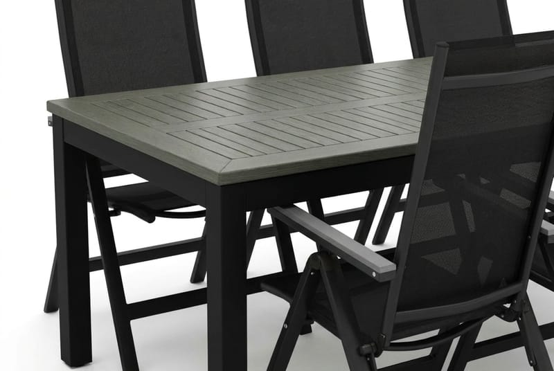 Monaco utomhus matgrupp förlängningsbart 210/310x90 med 6 Monaco Light positionsstolar - Svart/Grå - Utemöbler - Utegrupp - Matgrupp utomhus