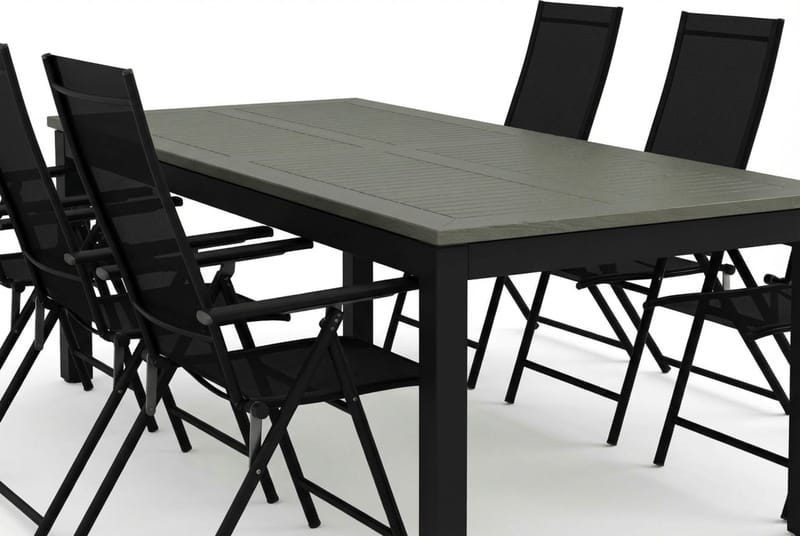 Monaco utomhus matgrupp förlängningsbart 210/310x90 med 6 Sanna positionsstolar - Svart/Grå - Utemöbler - Utegrupp - Matgrupp utomhus