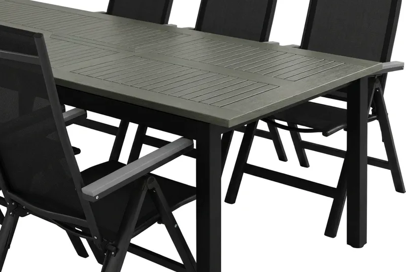 Monaco utomhus matgrupp förlängningsbart 210/310x90 med 8 Monaco Light positionsstolar - Svart/Grå - Utemöbler - Utegrupp - Matgrupp utomhus