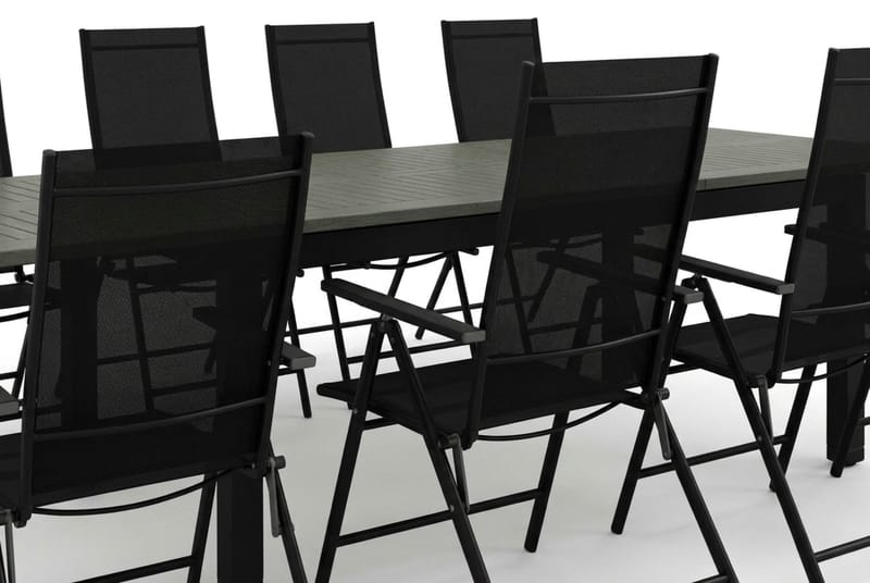 Monaco utomhus matgrupp förlängningsbart 210/310x90 med 8 Sanna positionsstolar - Svart/Grå - Utemöbler - Utegrupp - Matgrupp utomhus