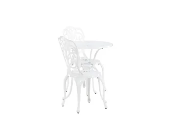 Nandin Matgrupp Utomhus + 2 Utestolar - Vit - Utemöbler - Utegrupp - Cafeset
