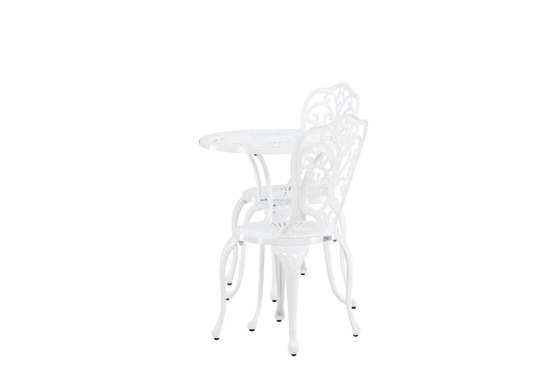 Nandin Matgrupp Utomhus + 2 Utestolar - Vit - Utemöbler - Utegrupp - Cafeset