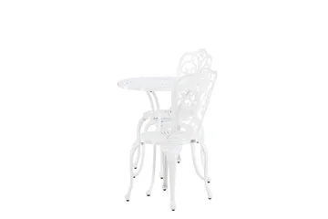 Nandin Matgrupp Utomhus + 2 Utestolar - Vit - Utemöbler - Utegrupp - Cafeset